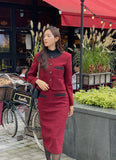 Royel color matching tweed H-line skirt