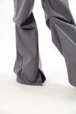 Back button pin tuck bootcut slacks