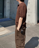 Cotton Stripe Collar Half Knit