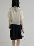 Pocket See-Through Crop Blouse