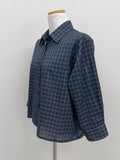 Tartan Check Three Quarter Crop Shirt