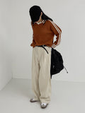 [unisex] Chino Two-Tuck Long Wide Pants