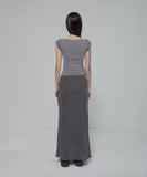 Asymmetrical Draped Strap Roll-Up T-Shirt