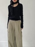 [Plan] Kissing Ribbed U-neck Knit T-shirt