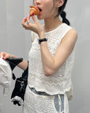 Punching Lace Sleeveless Knit Vest