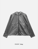 Slit CP color matching hood zip-up