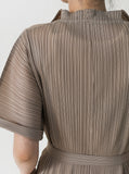 [Premium] Issey Pleated Collar Robe Long One Piece
