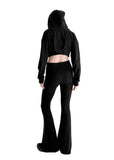 CUT LINE CROP HOODIE