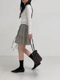 Frill Banding Flared Mini Skirt