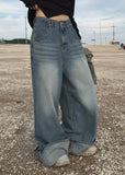 CUFFED WIDE DENIM PANTS