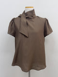 [Short Sleeve Version] Charming Tie Puff Blouse