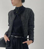 Fence color matching tweed crop cardigan
