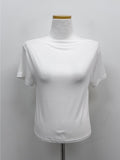 Rose Ribbed Boat Neck Short Sleeve T-shirt