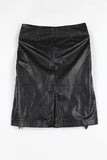 Two-belted leather midi skirt
