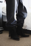 Track two-line denim pants