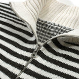 Banker Stripe Half Zip-Up Knit