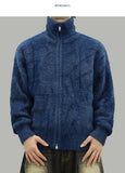 Heavy angora two-way zip-up knit