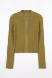 Basic ribbed knit zip-up