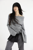 Clio wrap diagonal knit top