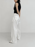 Ariel Cotton Pin-Tuck Wide Pants