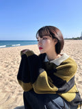 Bold stripe collar knit