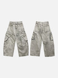 Lamuse Gray Cargo Curved Denim Pants