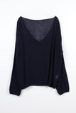 Loose fit linen V-neck knit