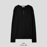 Overlock Henley Neck Knit Long Sleeve