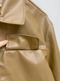 One-pocket single leather short jacket