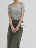 Belly Pin Tuck H-line Long Skirt