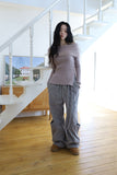 Angora fur off-shoulder knit