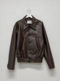 Big Collar Over Fit Leather Blouson