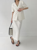 Lauder Linen No collar half jacket