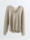 [Premium] Whole garment alpaca V-neck knitwear