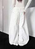 SOLID COTTON CURVED PANTS