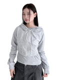 CUT LINE CROP HOODIE