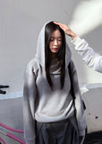 DRAPE NECK KNIT HOODIE