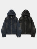 Smog Washed Hood Denim Zip-Up