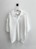 SS Non-Button Balloon PK Collar Knit