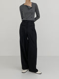 Lip Pocket High Waist Long Slacks
