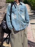 Snap Button Denim Shirt Jacket