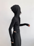 CURVED HEM CROP HOODIE