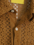 Flower embroidery punching short sleeve shirt