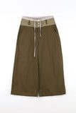 Two-tone button maxi cotton pants