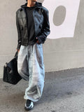 Hipper Button Leather Jacket