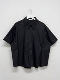 Poplin Two-Way Loose Fit Short Sleeve Shirt