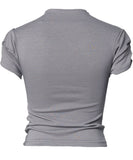 Asymmetrical Draped Mock Neck T-Shirt