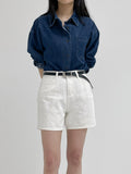 Herringbone Cotton Wide Shorts