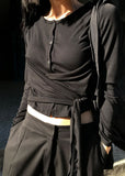 STRAP TIE BUTTON CARDIGAN