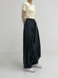 Pleats Nylon Jogger Wide Pants